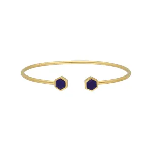 Geometrischer Hexagon Lapislazuli Armreif in Vergoldetem Sterling Silber