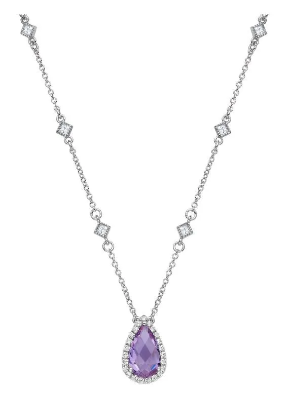 GN001AMP Amethyst Pear Necklace