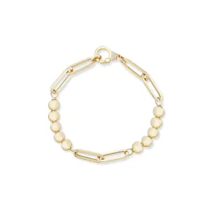 Gold Beaded Paperclip Bracelet