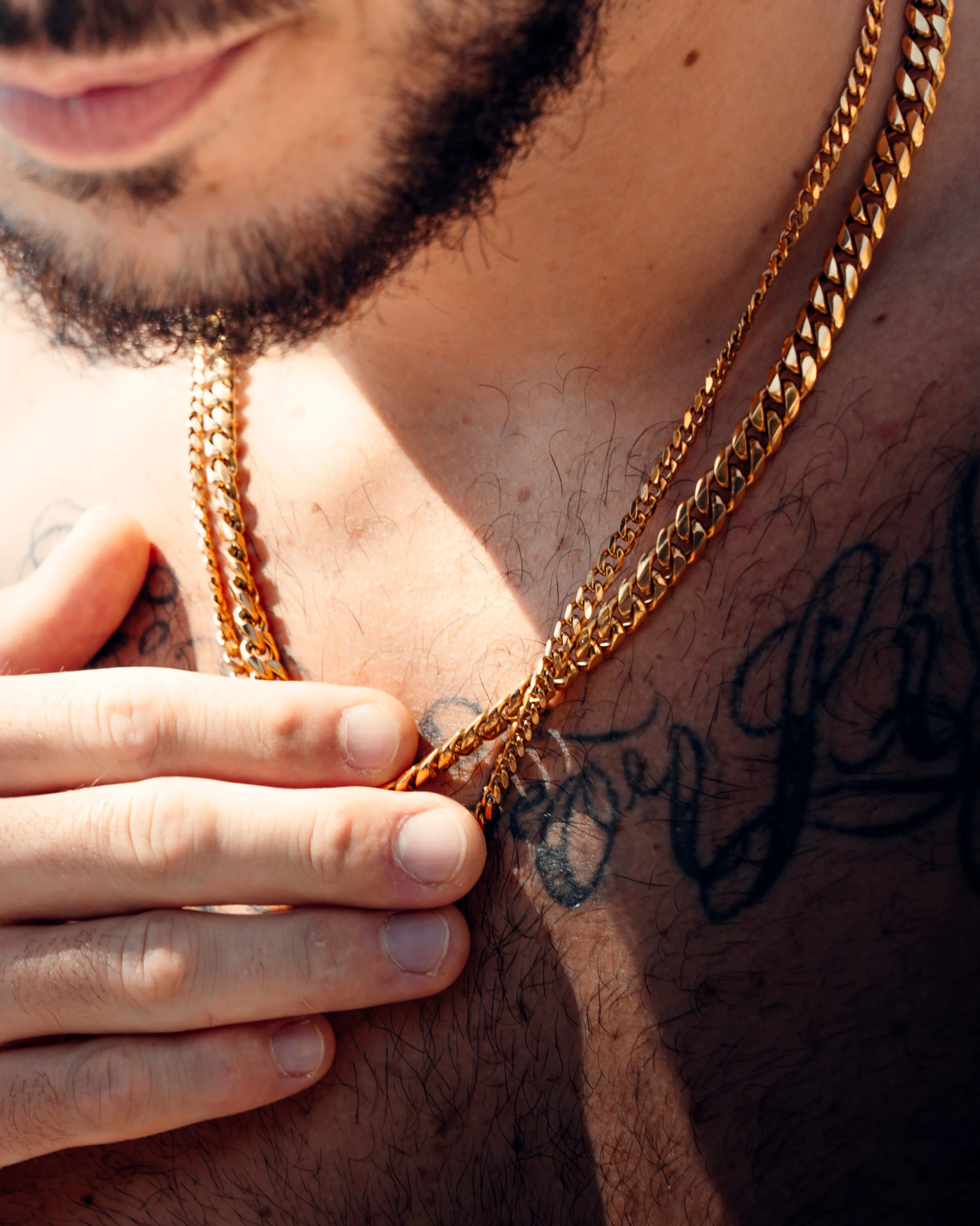 Gold Cuban Link Chain and Bracelet Set - 4 mm