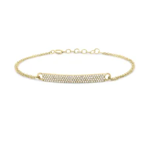 Gold Double Cable Chain Bracelet with Pave Diamond Bar