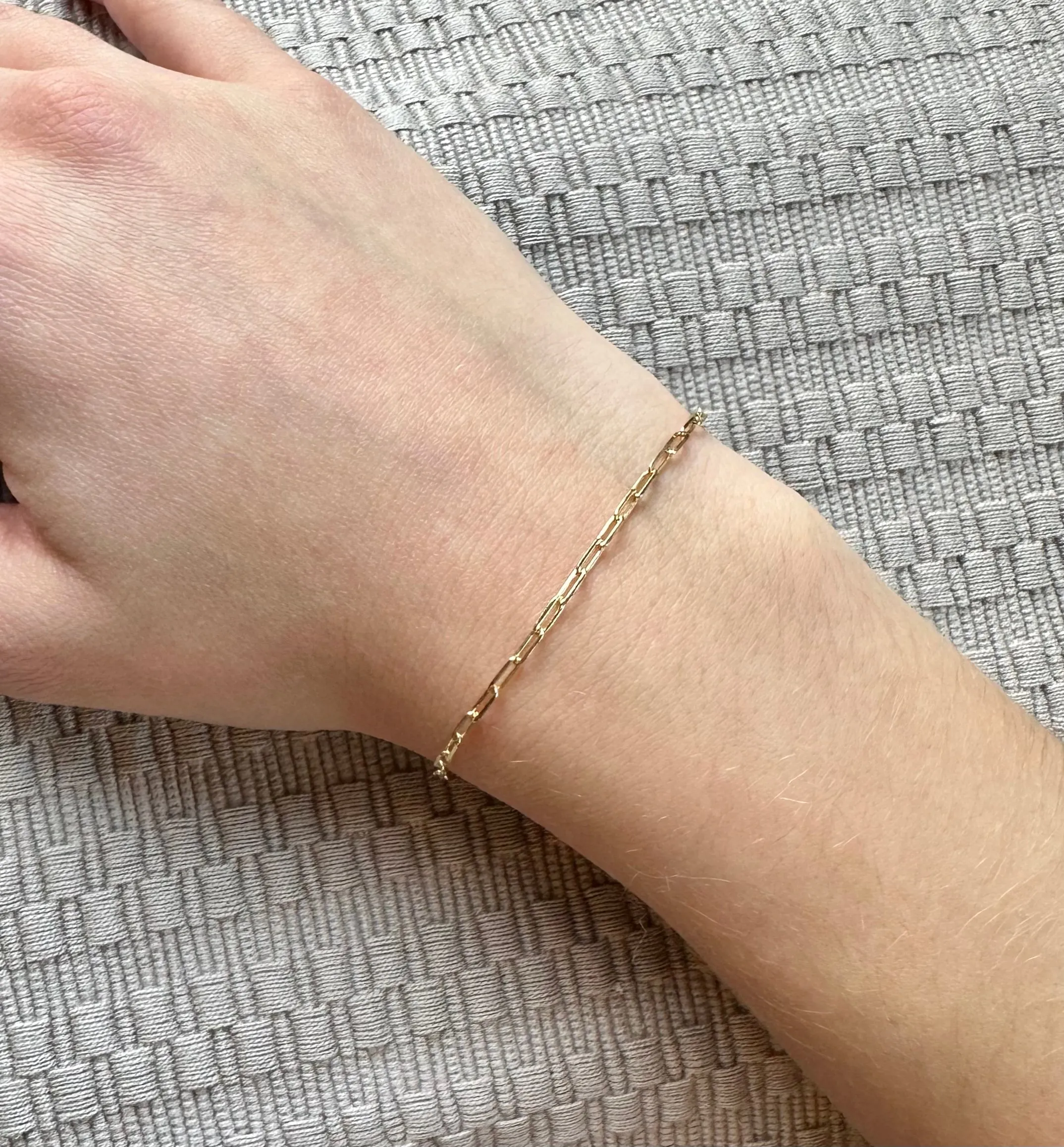 Gold Filled Thin Paper Clip Chain Bracelet
