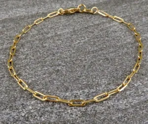 Gold Filled Thin Paper Clip Chain Bracelet