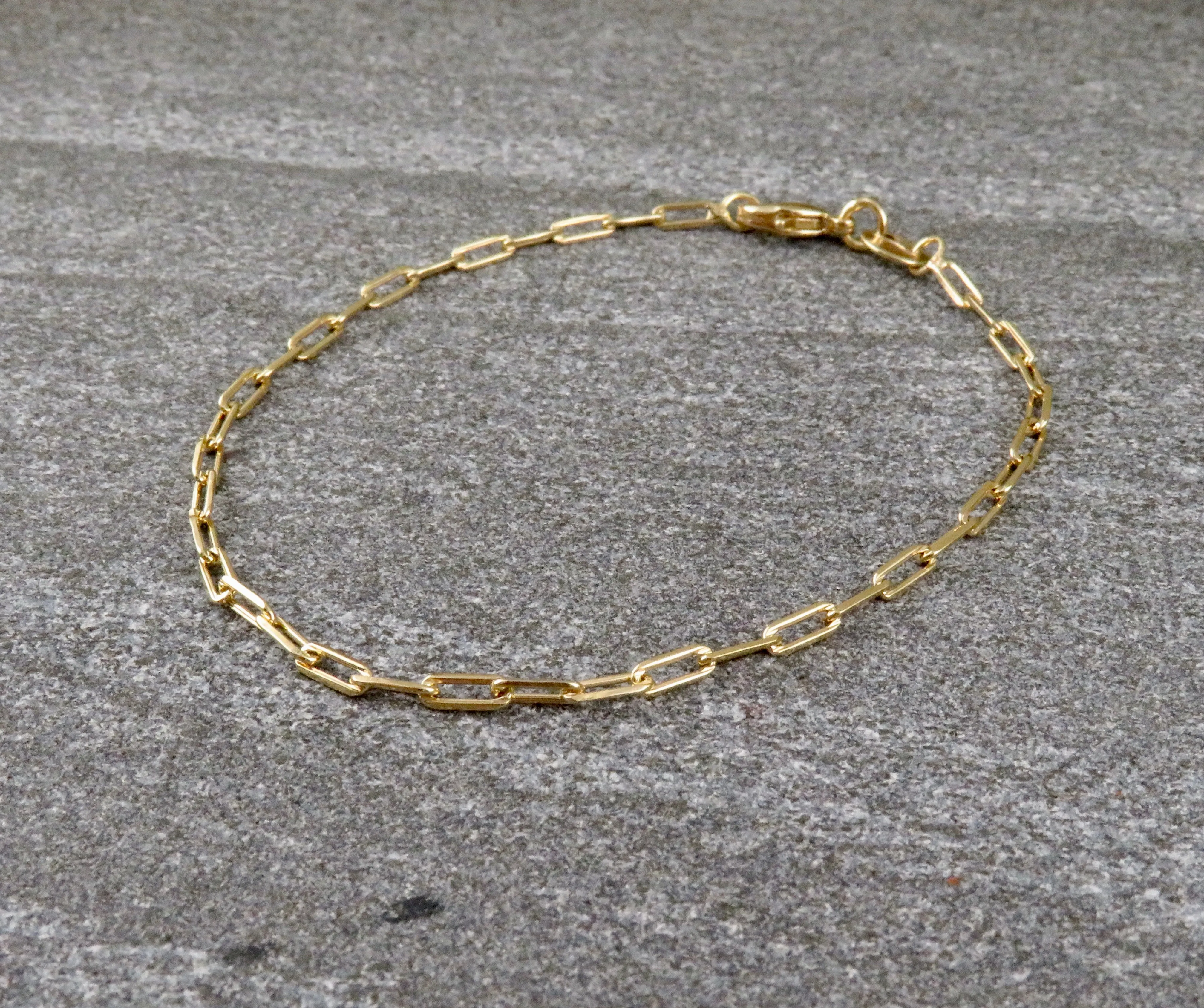 Gold Filled Thin Paper Clip Chain Bracelet