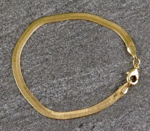 Gold Filled Wide Herringbone Chain Bracelet