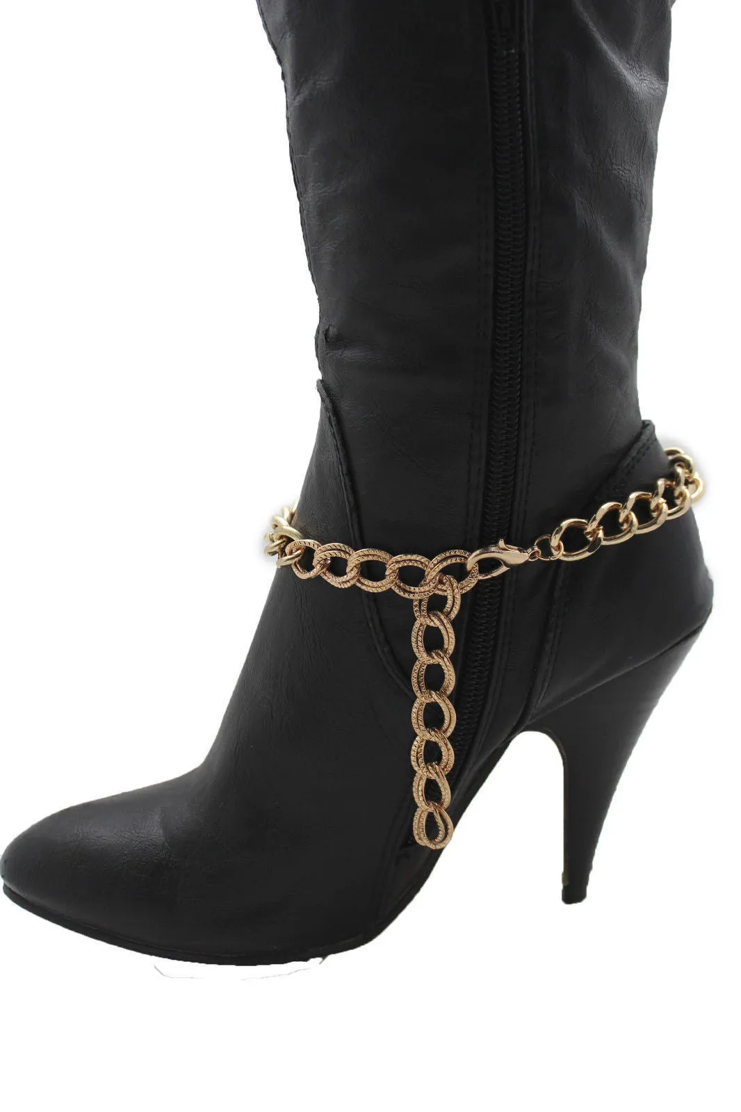 Gold Metal Bracelet Chain Greece Coin Bling Anklet Shoe Charm Accessories