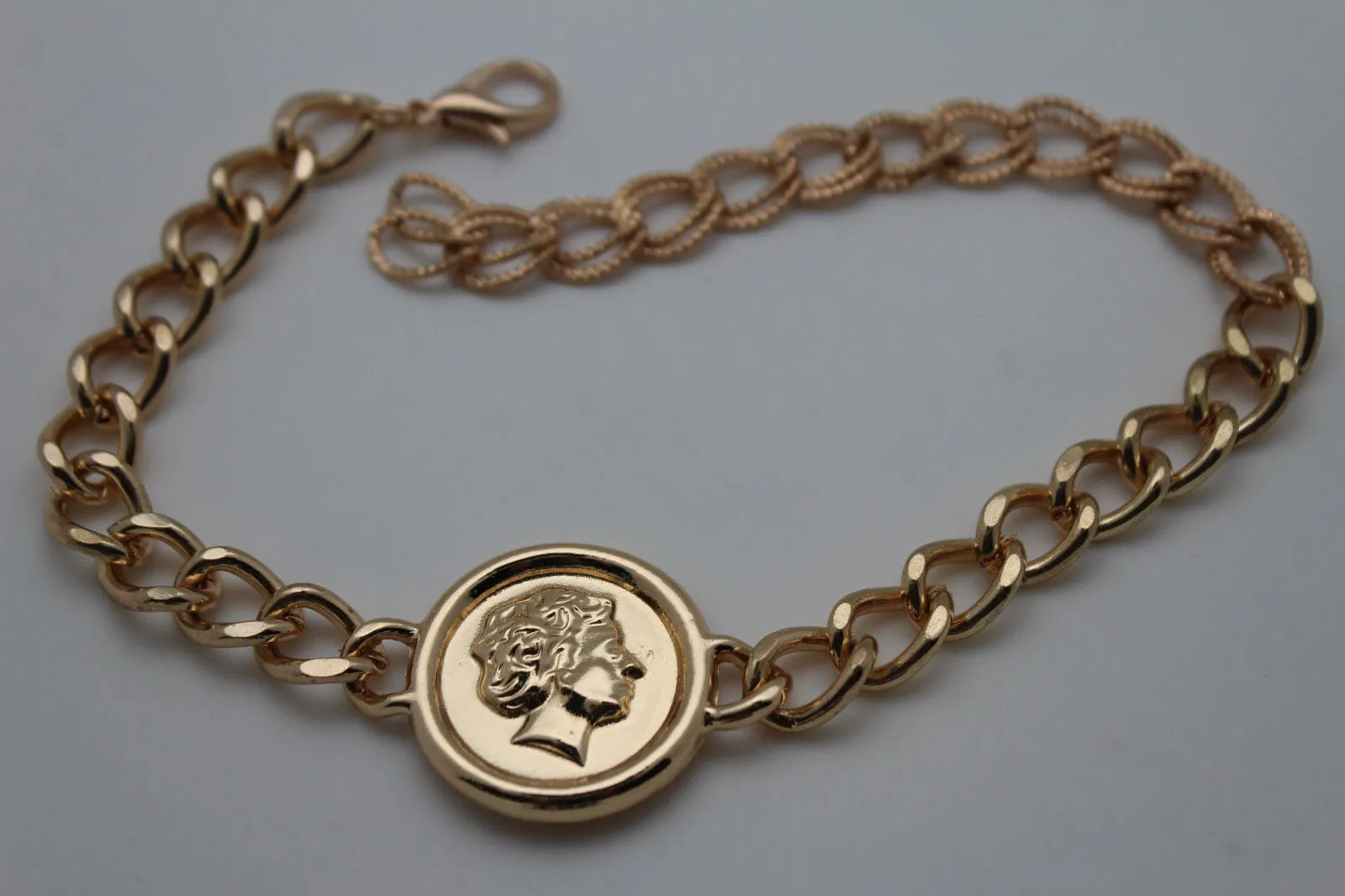 Gold Metal Bracelet Chain Greece Coin Bling Anklet Shoe Charm Accessories