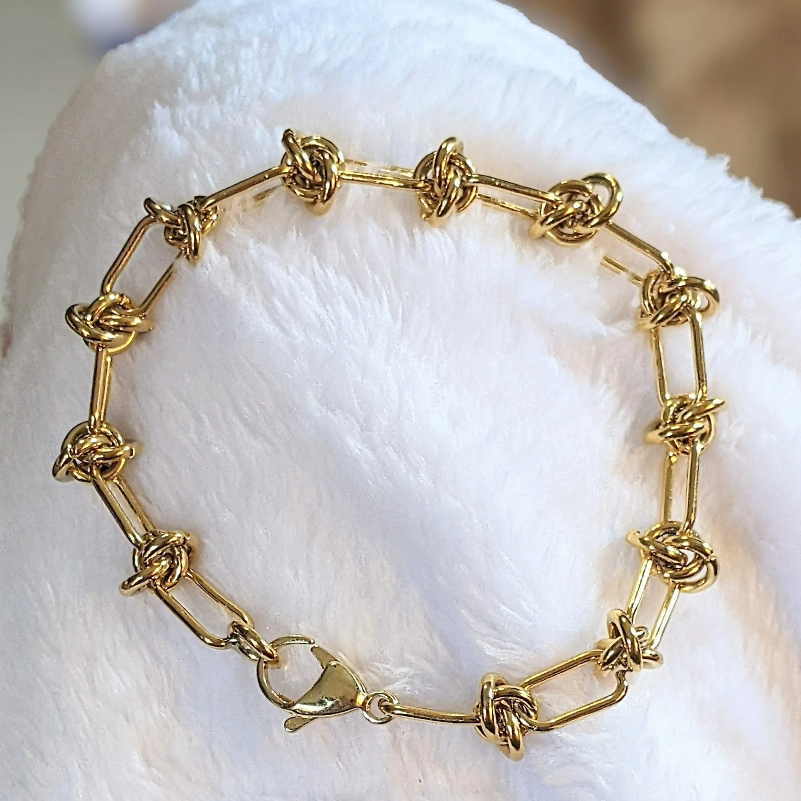 Gold Paperclip Barbed Wire Chain Bracelet