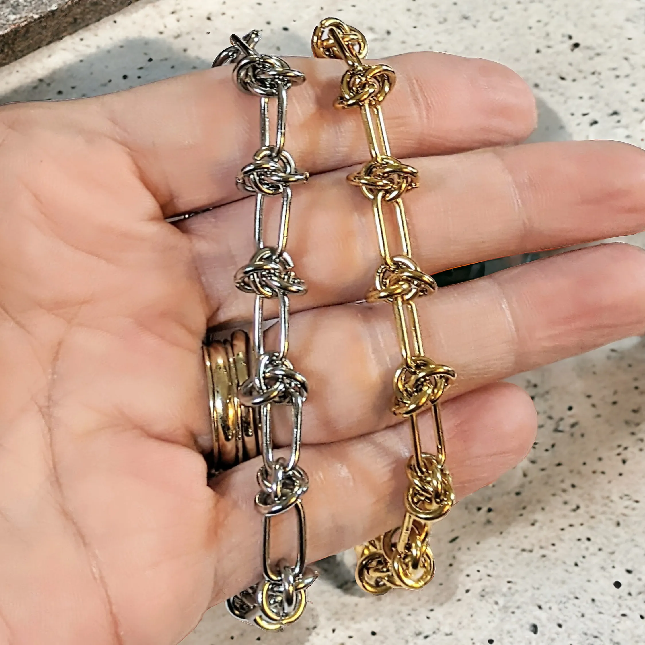 Gold Paperclip Barbed Wire Chain Bracelet