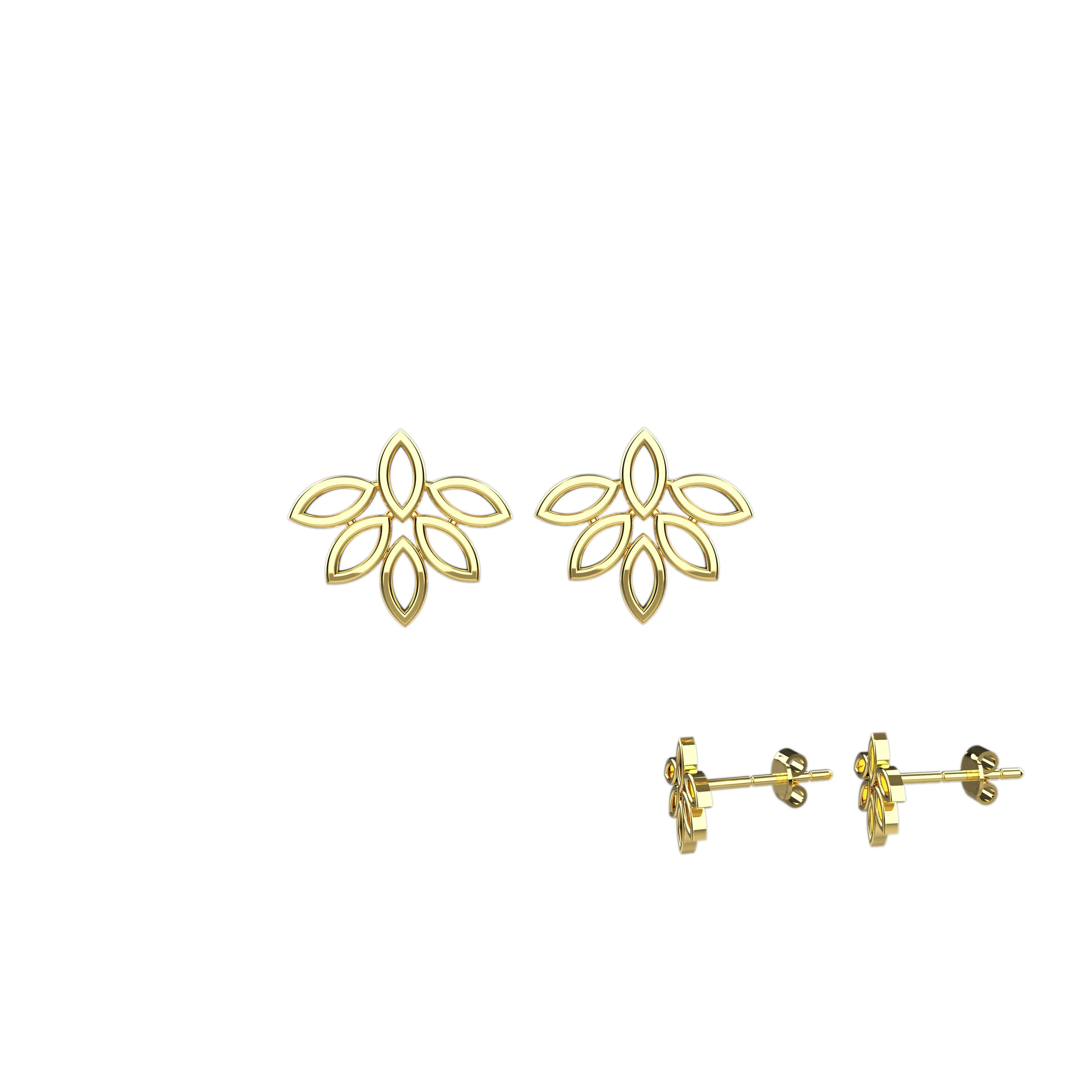 Gold Plated Leaf Earring Studs