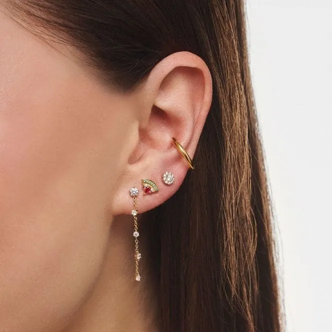 Gold Plated Zirconia White Earrings H2194-414-14