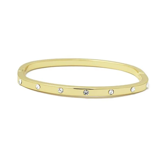 Gold Stainless Steel Cubic Zirconia Bangle Bracelet