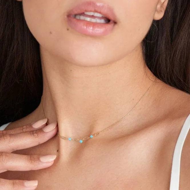 Gold Turquoise Link Necklace N033-03G