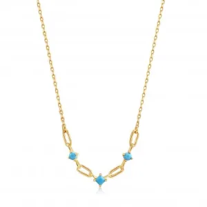 Gold Turquoise Link Necklace N033-03G