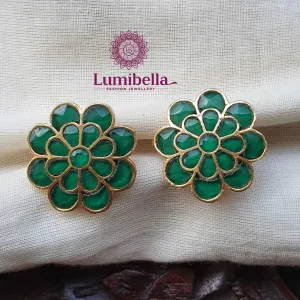 Green Jadau Stud Earrings