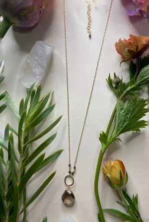 Hammered Circle w/Stone Drop Necklace