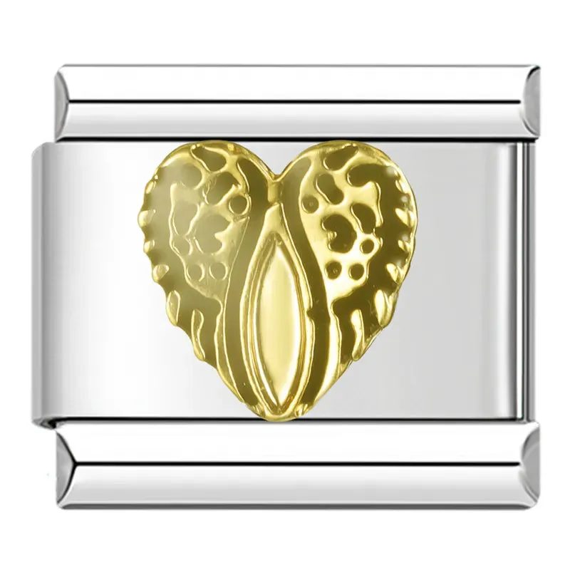 Hapiship Romantic Rainbow color Heart Flower Wing Italian Charm Links Fit 9mm Stainless Steel Bracelet Jewelry DIY Making DJ481.Free Shipping