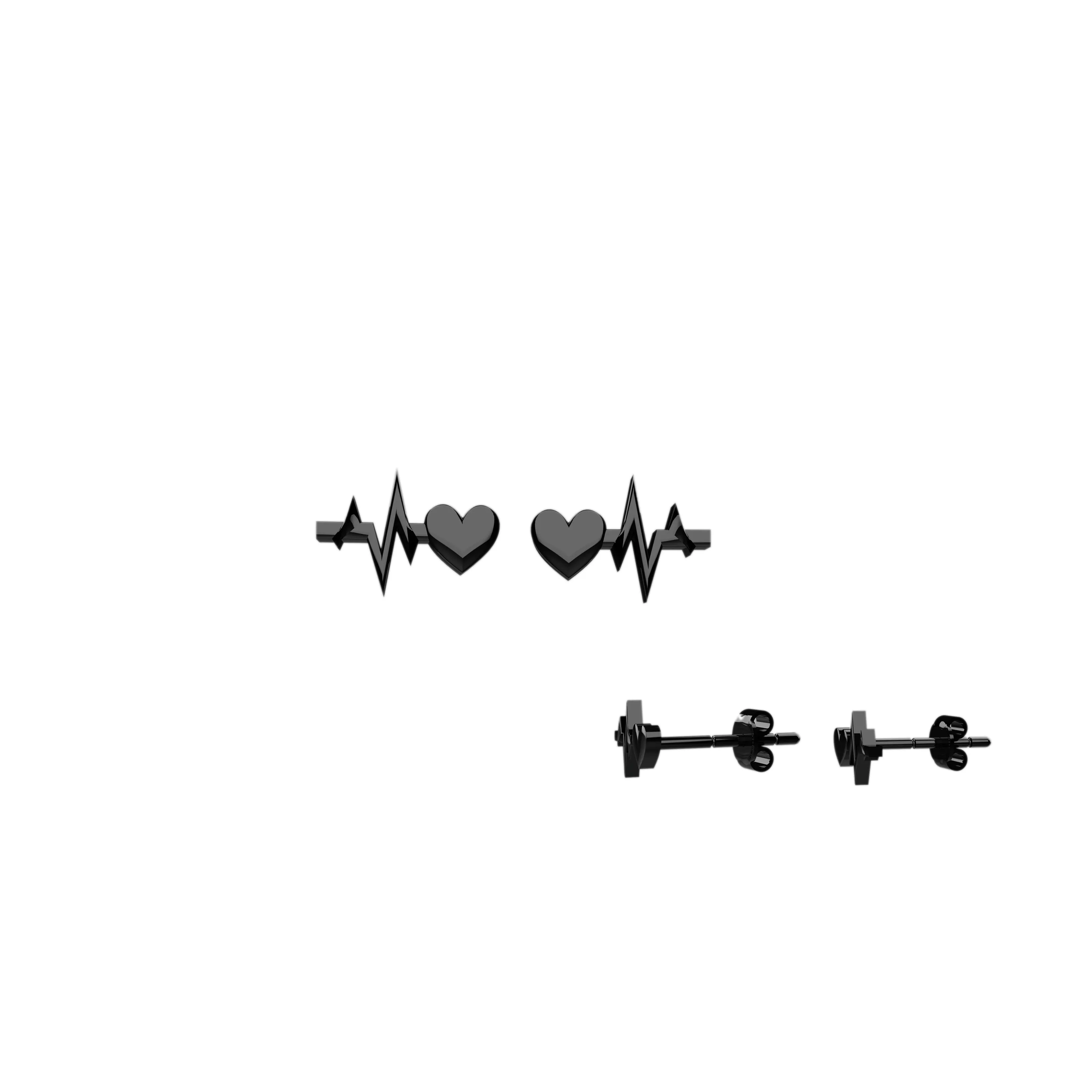 Heart Beat Design Stud Ear Jewelry
