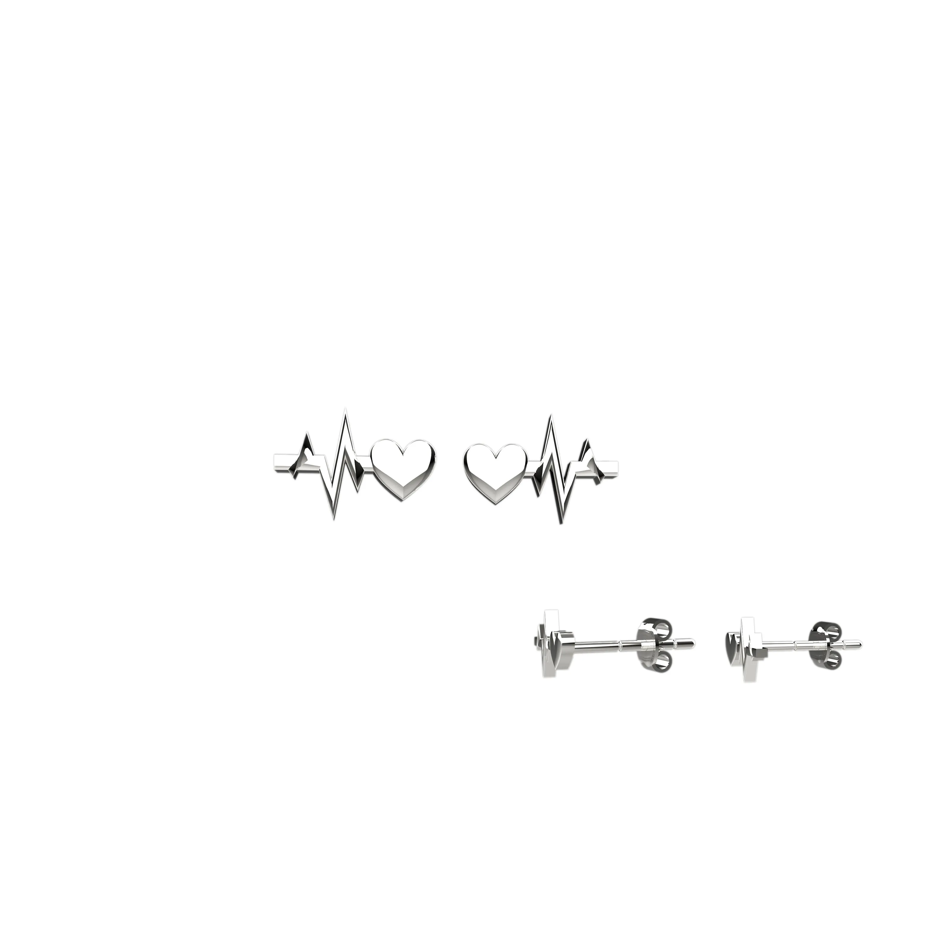 Heart Beat Design Stud Ear Jewelry