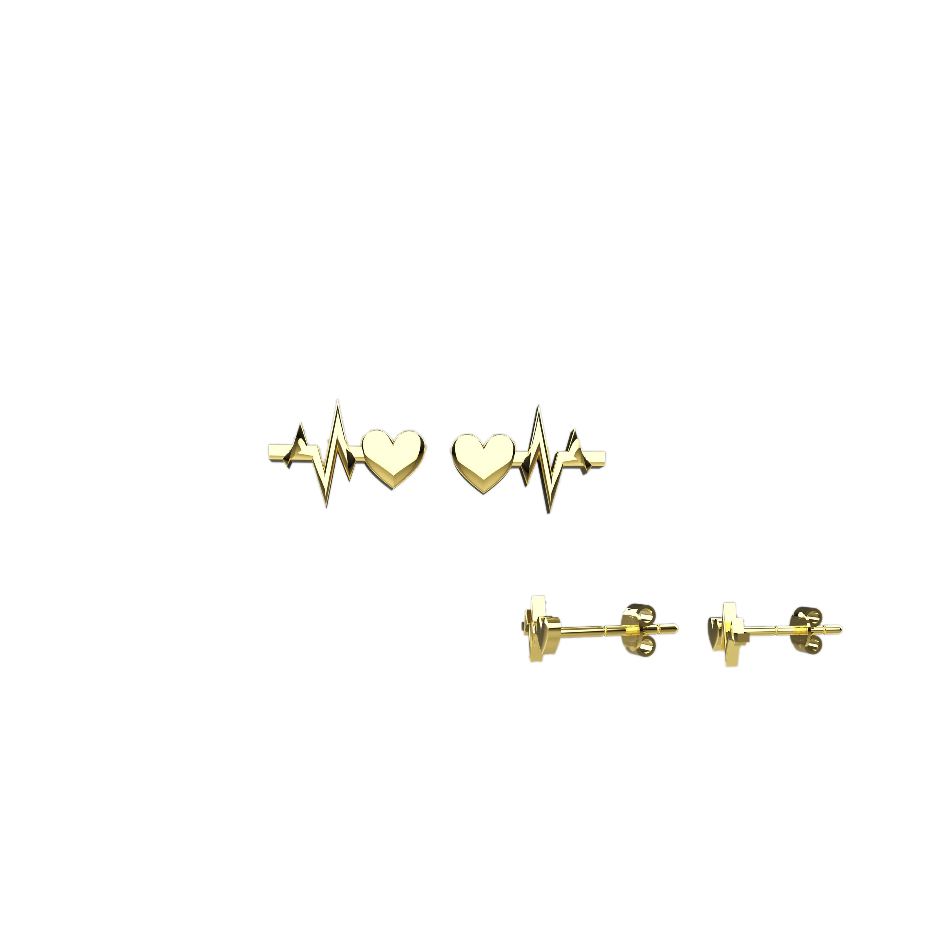 Heart Beat Design Stud Ear Jewelry