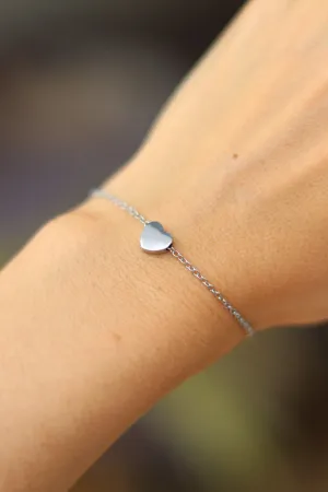Heart bracelet, waterproof silver chain bracelet, tiny heart bead charm bracelet, personalised