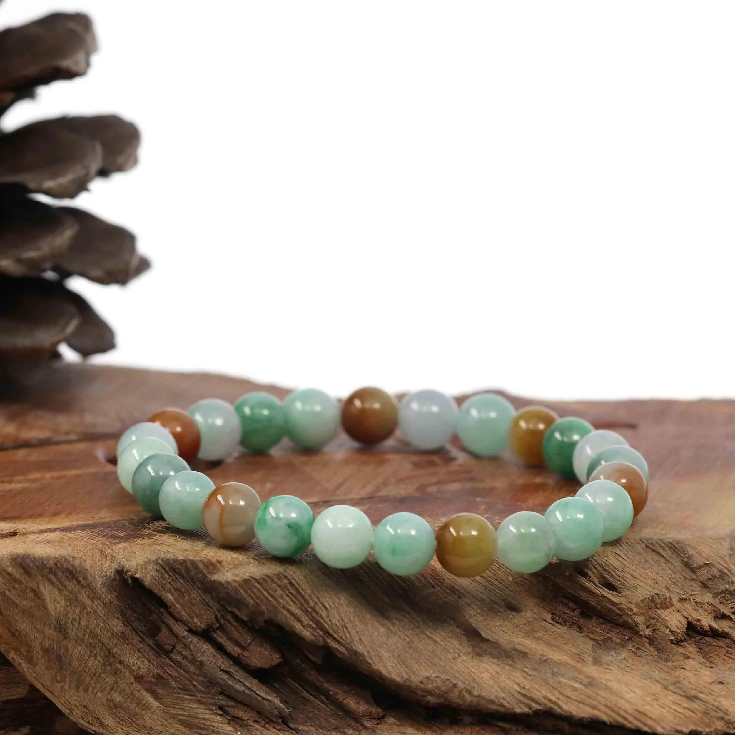 High Genuine Jadeite Jade Round Multiple Colors Beads Bracelet ( 8 mm)