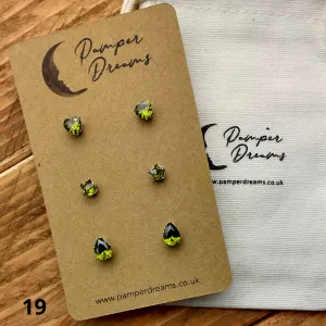 Hypoallergenic Stainless Steel Hearts Stars & Teardrops CZ Earring Set 3 Pairs Silver Colour 19