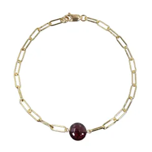 January Paperclip Chain Bracelet with Garnet