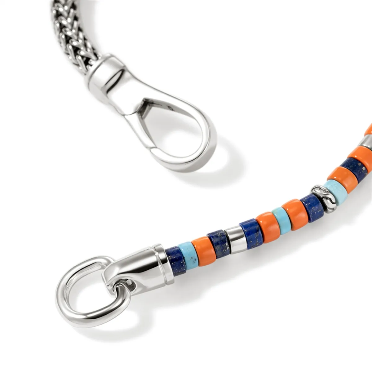 John Hardy Silver Heishi Chain Bracelet with Gemstones