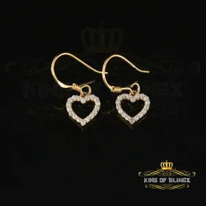 King of Bling's 925 Yellow Silver 0.58ct Cubic Zirconia Dangling Heart Women's/ Men's Earrings