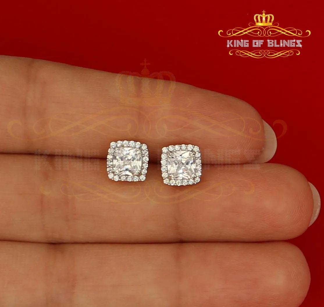King of Bling's 925 Yellow Silver 2.58ct Cubic Zirconia Women's & Men's Hip Hop Square Earrings