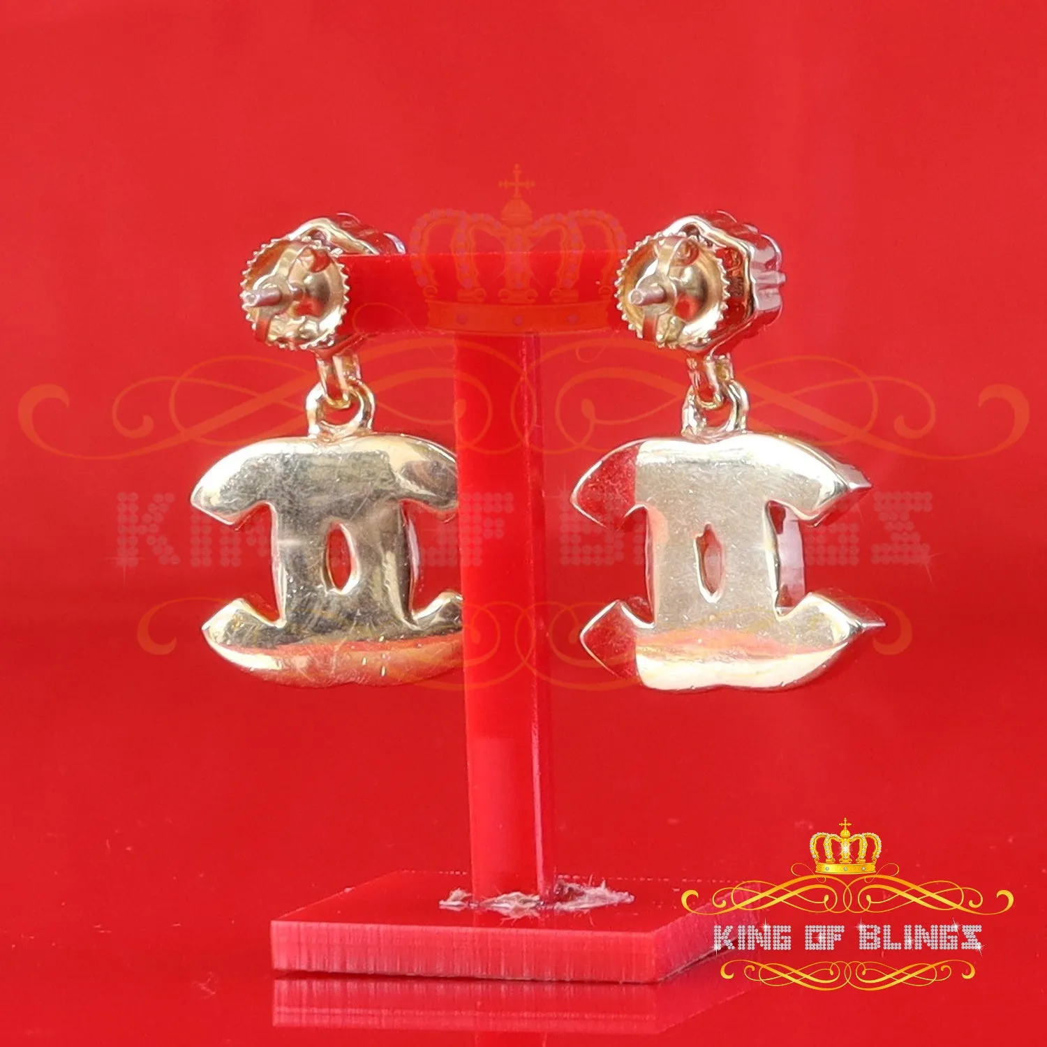 King  of Bling's Men's/Women's 925 Silver Yellow 1.00ct VVS 'D' Moissanite Dangling stud Earrings