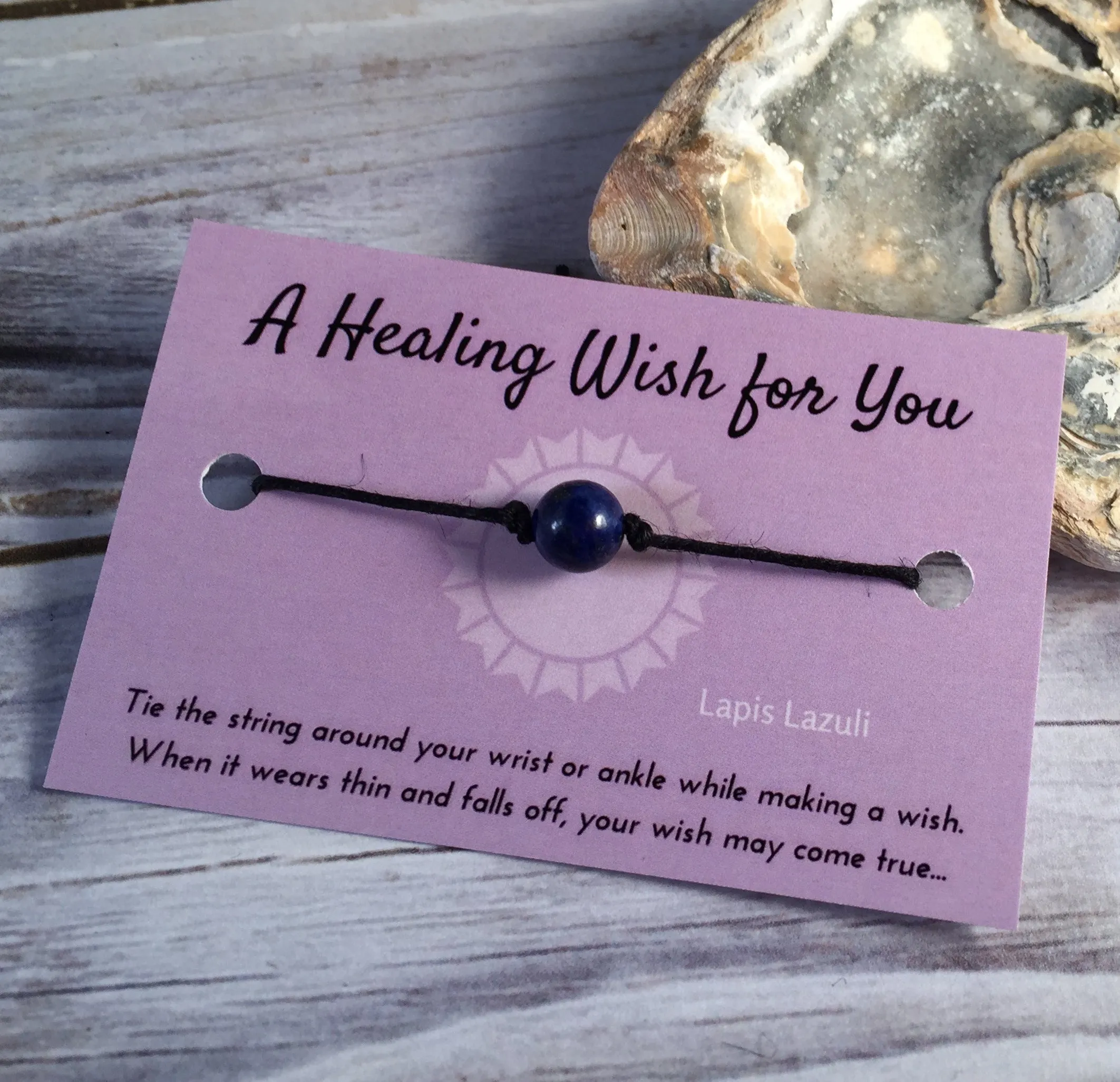 Lapis Lazuli Bead Hemp Wish Bracelet - A Healing Wish