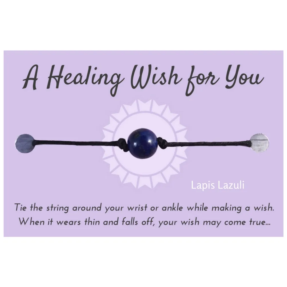 Lapis Lazuli Bead Hemp Wish Bracelet - A Healing Wish