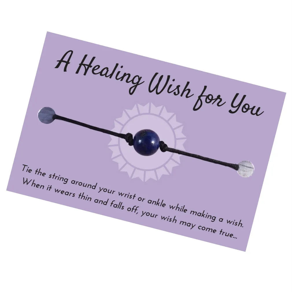 Lapis Lazuli Bead Hemp Wish Bracelet - A Healing Wish