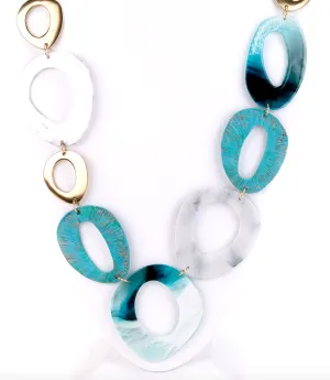 Large Turquoise Link Long Necklace