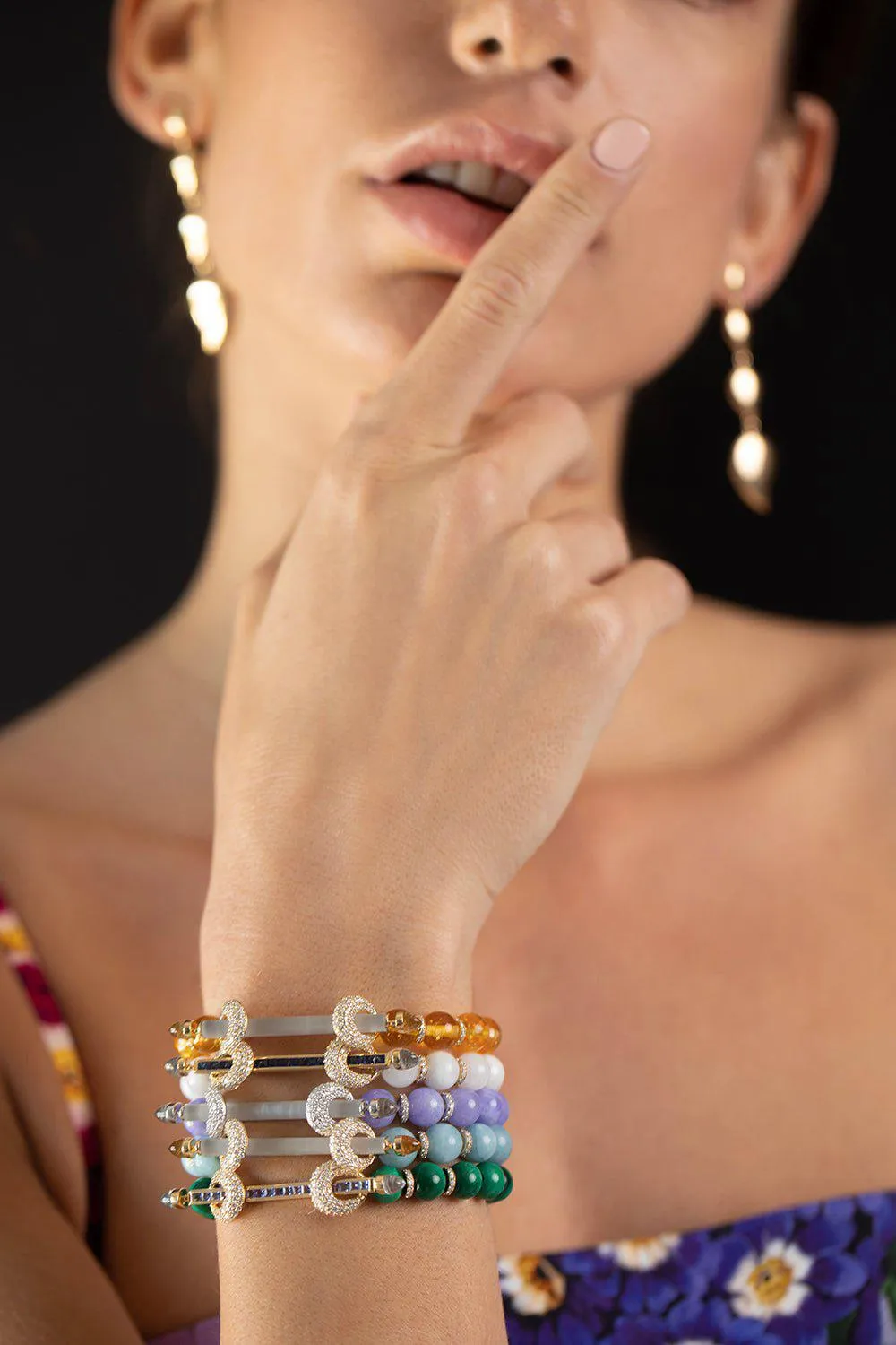 Lavender Jade Frosted Quartz Chakra Bracelet