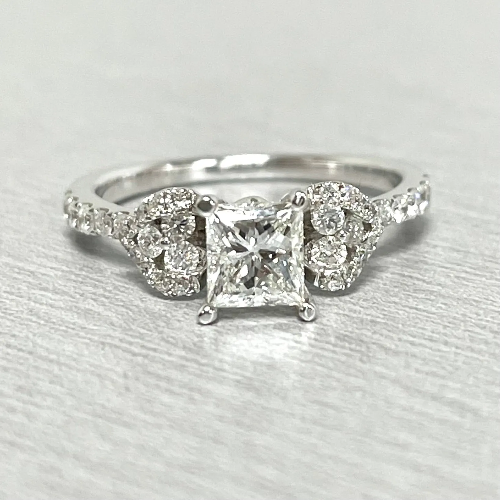 Love Engagement Ring (0.71 ct Princess GVS Diamond) in White Gold