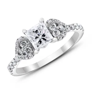 Love Engagement Ring (0.71 ct Princess GVS Diamond) in White Gold