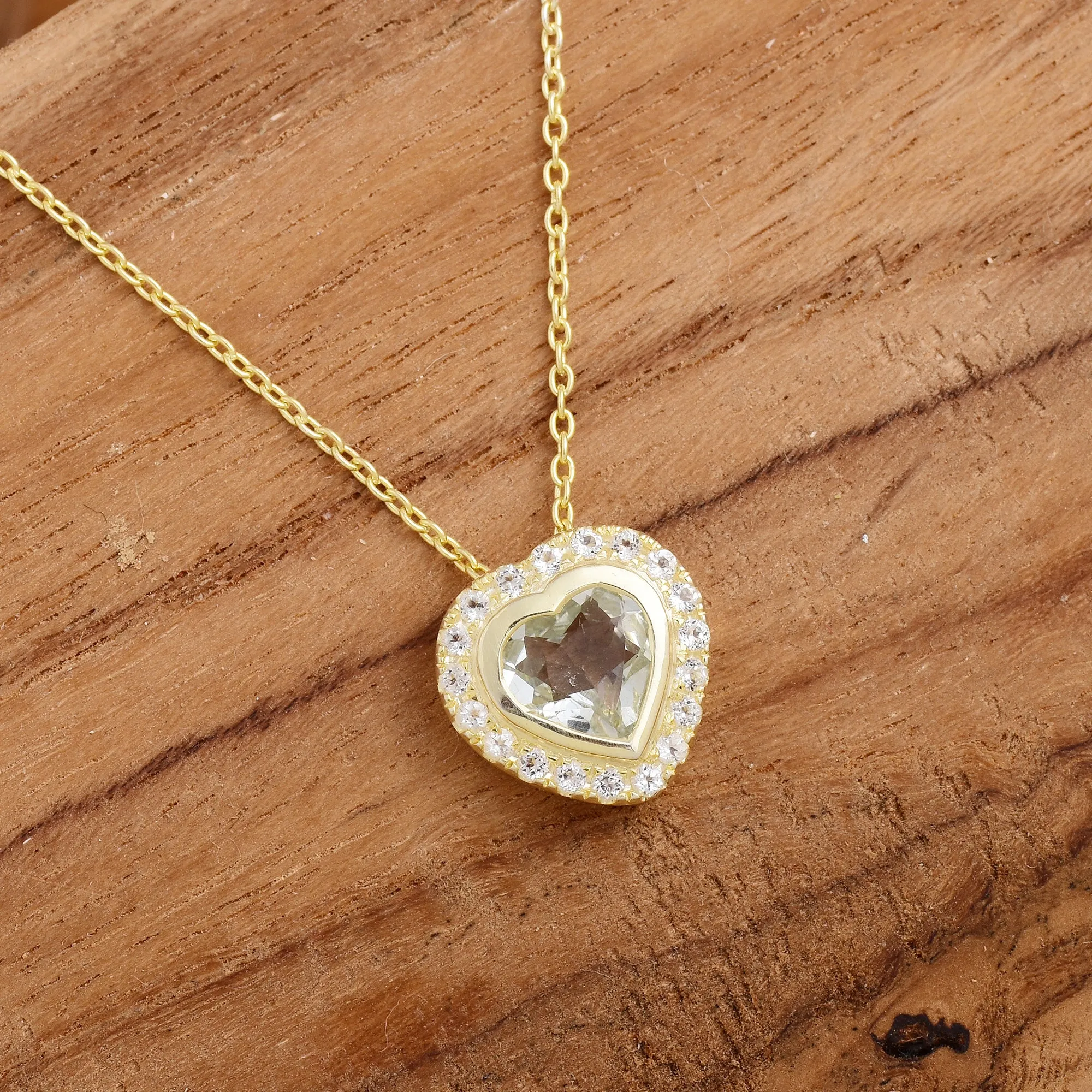 Love Green Amethyst Halo Necklace