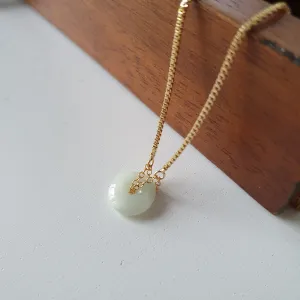 Lyn Bracelet / Jade Donut | Adjustable Slider Box Chain