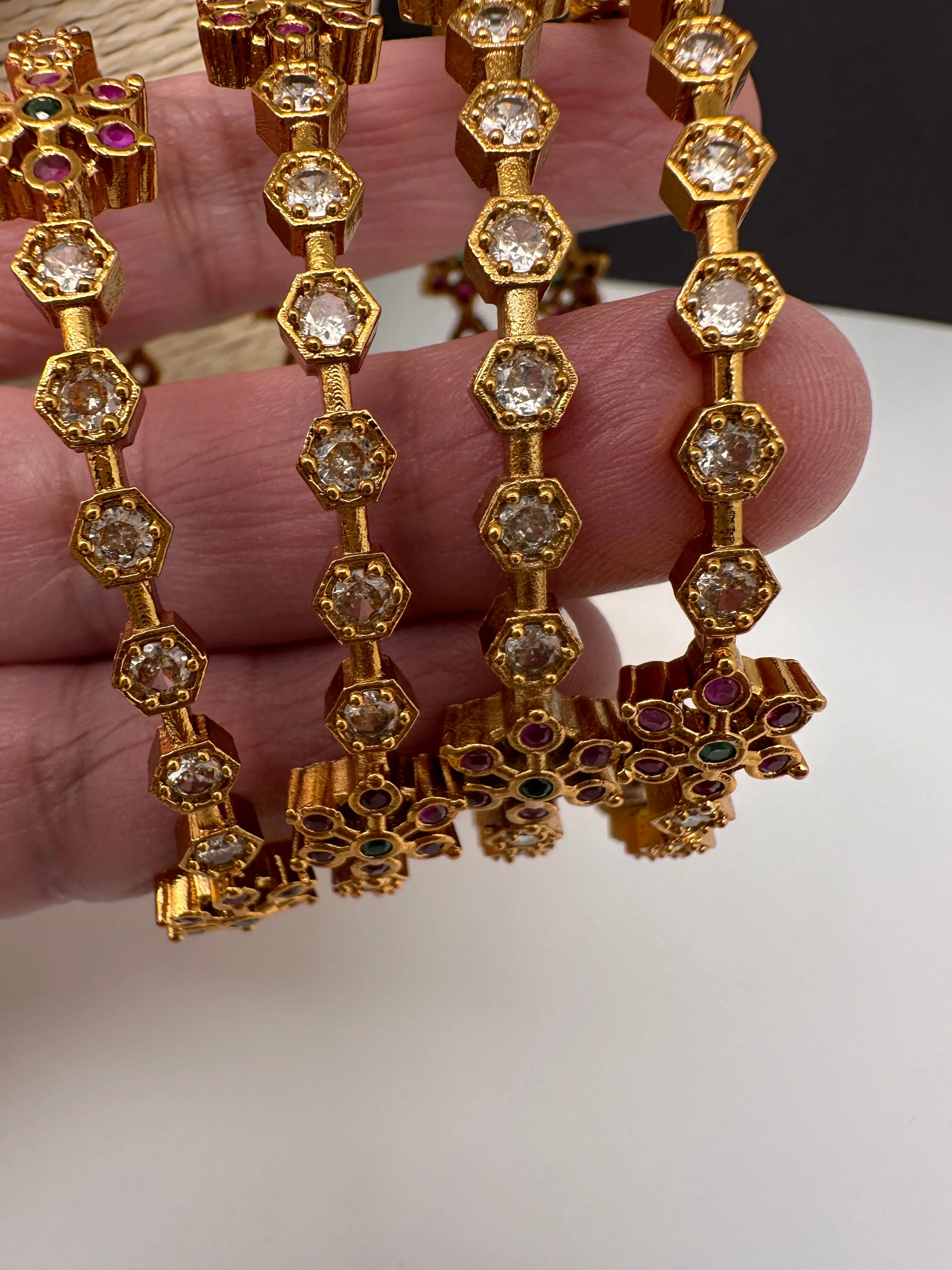 Matte CZ Floral Bangles