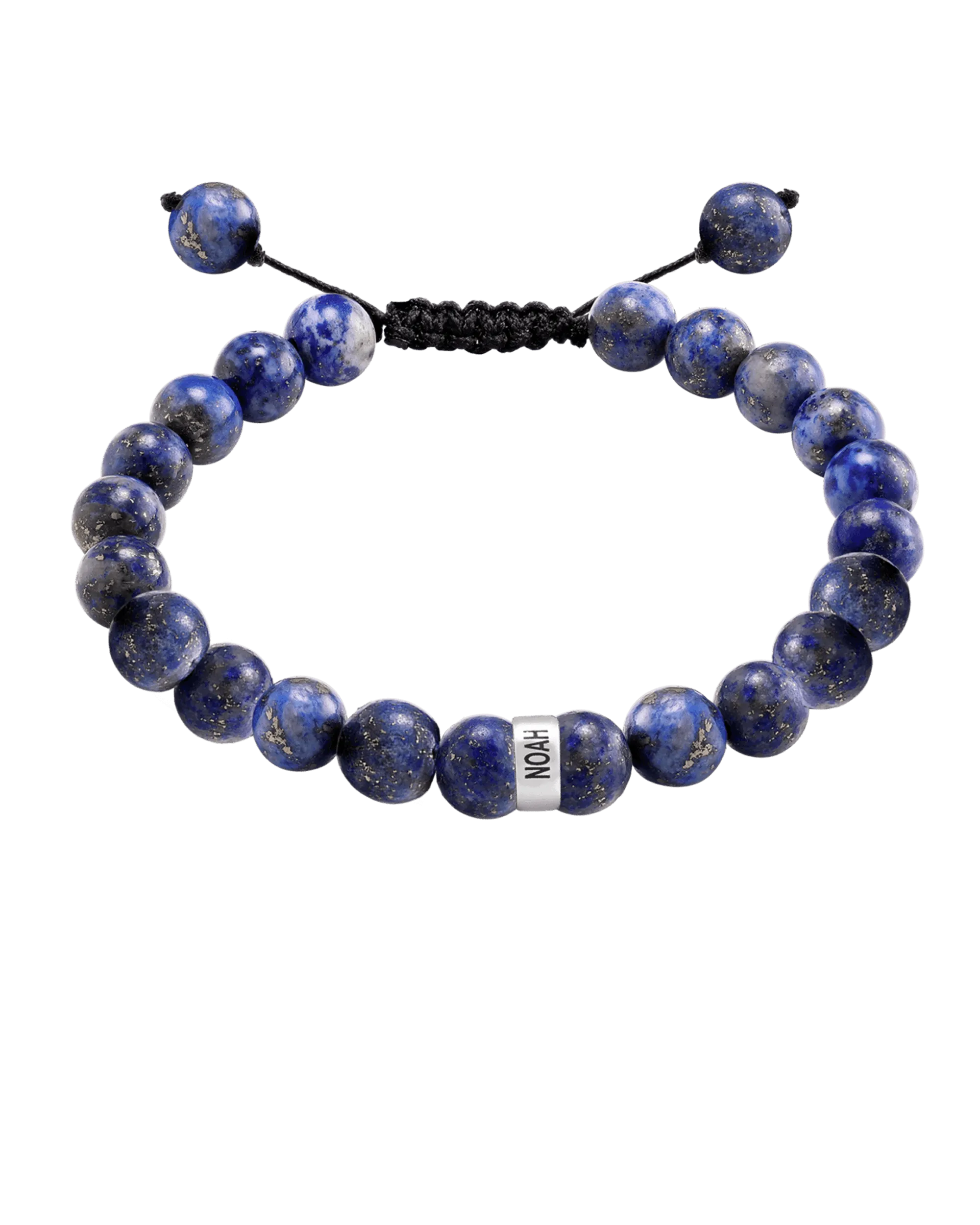 Men's Blue Lapis Engravable Bead Bracelet - 925 Sterling Silver