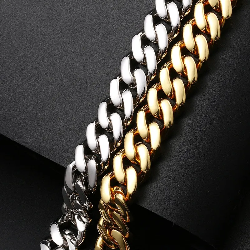 Miami Curb Rhinestone Cuban Chain Bracelet- AAA  Cubic Zirconia Hip Hop Bracelet
