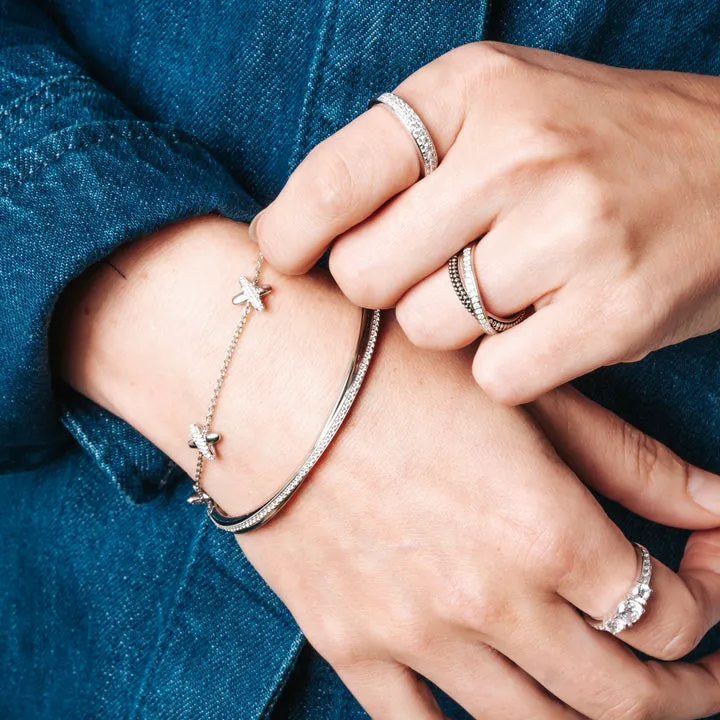 Milano Intertwined Bands Bangle - Silver - 23045ZI