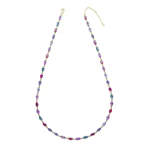 MILENA Semi-Precious Navette Necklace in 9ct Gold