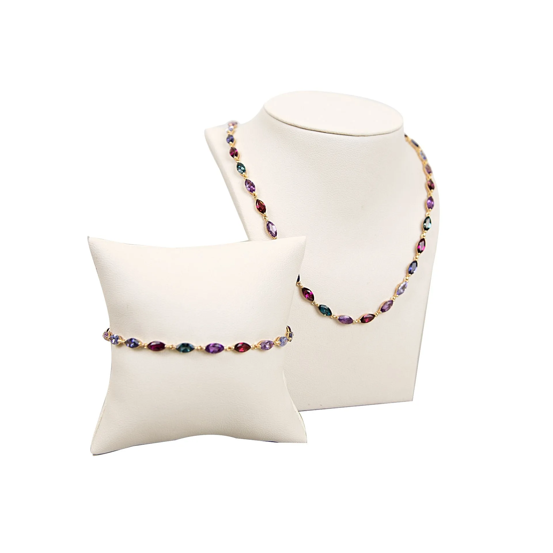MILENA Semi-Precious Navette Necklace in 9ct Gold