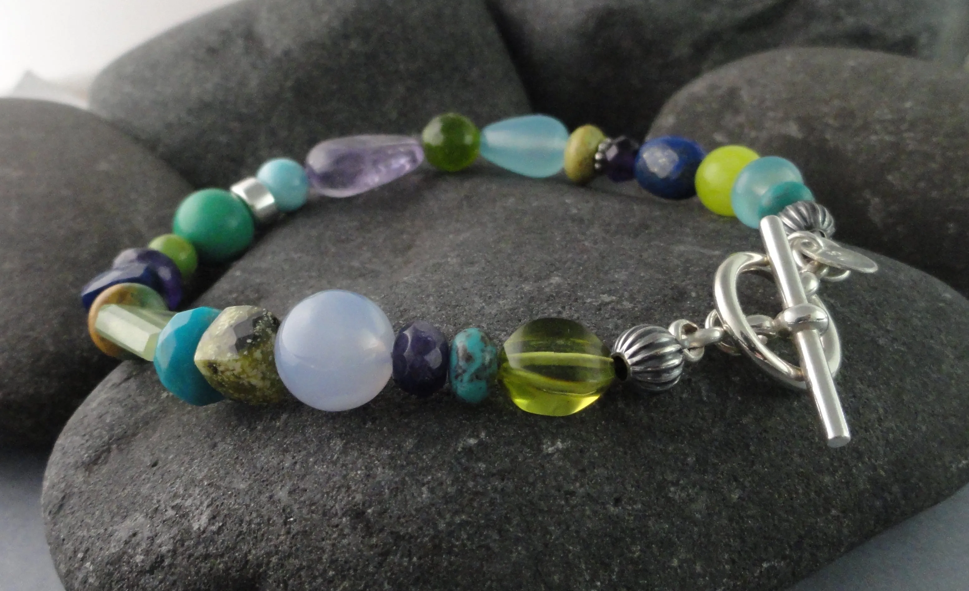 Multi Beaded Bracelet in Cool Tones