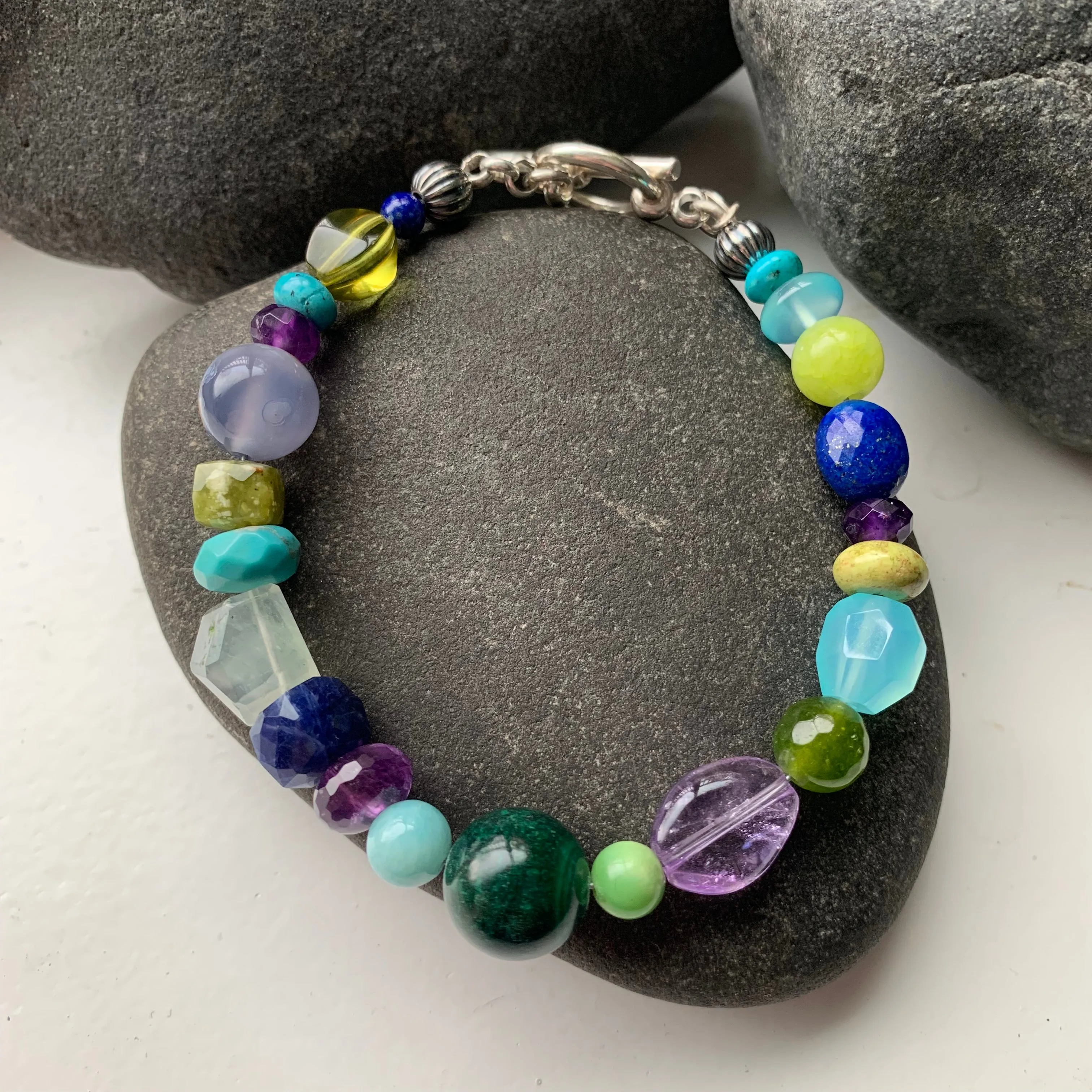 Multi Beaded Bracelet in Cool Tones