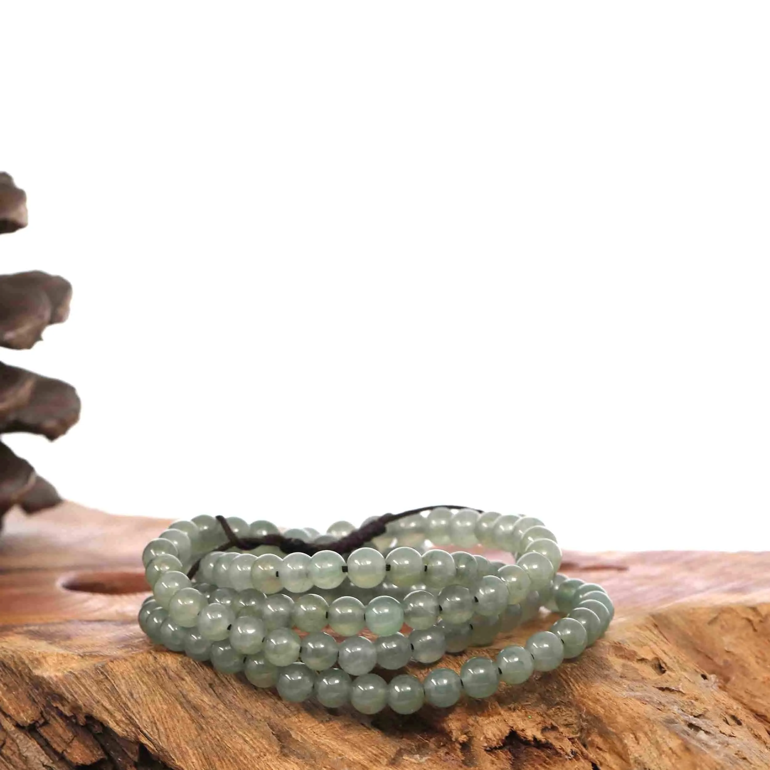 Natural Ice Jadeite Jade 108 Round Beads Buddha Rosary ( 5 mm ) | Necklace & 3 Bracelets 2 in 1